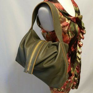Vittoria Napoli Women's Khaki Green Leather Italian Shoulder Bag